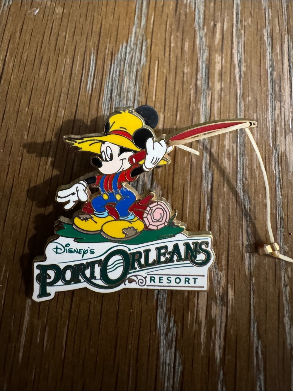 Disney Mickey Mouse fishing pin brooch from Disney's Port Orleans Resort, 2007